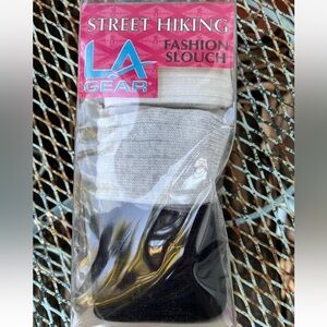LA Gear Street Fashion Slouch Socks 3 Pr White Black Heather Gray Vintage 90s
